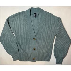 Gap Sage Green Chunky Knit Cardigan XS Tortoise Buttons